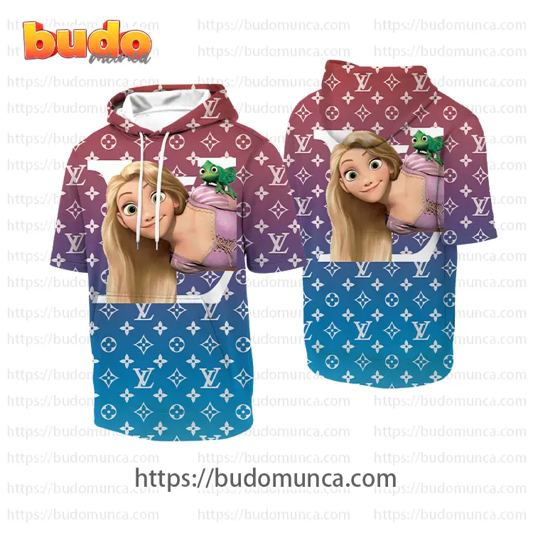 Louisvuitton and rapunzel princess hello hooded short sleeve t-shirt gift uninque for kid man women